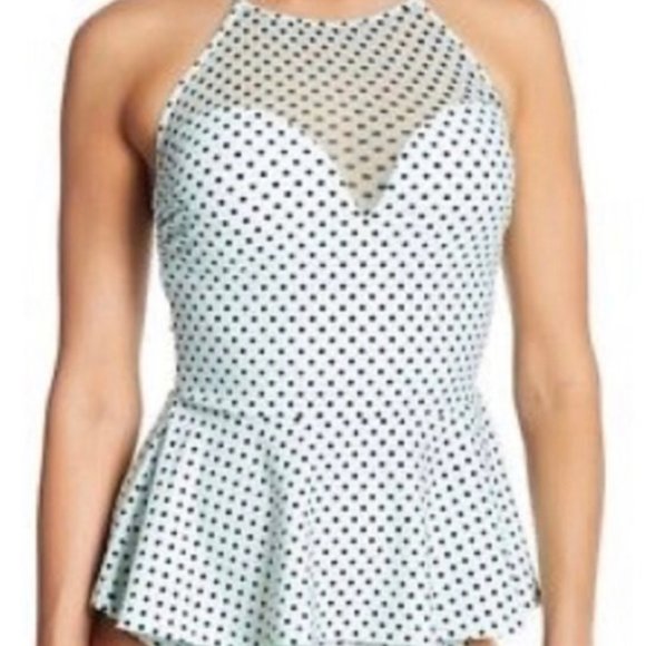 Betsey Johnson Other - Betsey Johnson Mesh Tankini Mint polka dots size L